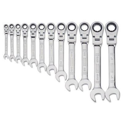 12-piece flexible head ratchet wrench set, SAE, 5/16 in. to 1 in.