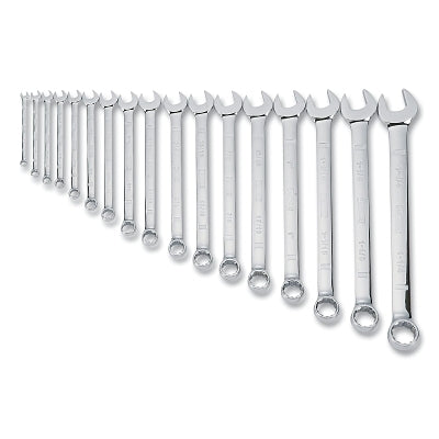 Combination wrench set, 17 pieces, SAE, opening sizes from 1/4 in. to 1-1/16 in.