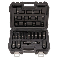 Standard and deep impact socket sets, 28 pieces, 1/2 in. drive, 6 points, SAE