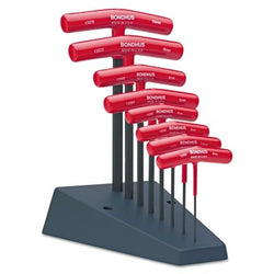 T-handle hexagonal tool sets, 8 per holder, hex tip, metric system