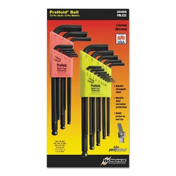ProHold Balldriver L-Wrench Hex Key Set, 13 per holder, Hex Ball End, Inch