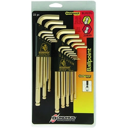 GoldGuard L-Wrench Combination Wrench Set, 22 Pieces, Spherical Hex Tip, Inch/Metric