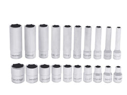 Juego de llaves de vaso SAE Flank Drive® de 6 puntas y 1/4" con accionamiento de 20 piezas, poco profundas/profundas