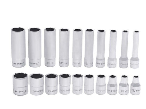 Juego de llaves de vaso SAE Flank Drive® de 6 puntas y 1/4" con accionamiento de 20 piezas, poco profundas/profundas