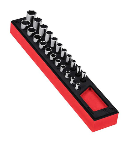 Juego esencial de vasos SAE de 6 puntos con accionamiento de 1/4" y 22 piezas con organización PRO-FI™ (3/16–5/8") (rojo)