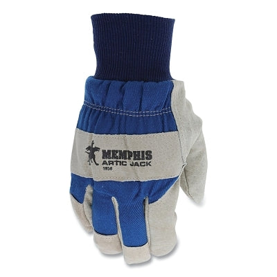Guantes de trabajo de piel de cerdo dividida Artic Jack® de seguridad, 1955, forro Thermosock®, puño de seguridad de 2,5 pulgadas, extragrandes, azul/gris