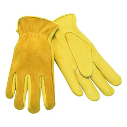 Driving gloves, large, leather, gold color