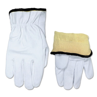 Guantes de conductor de piel de cabra de primera calidad, resistentes a cortes, 3601K VP, extragrandes, calibre 13, forro sintético/Kevlar® DuPont™, blancos