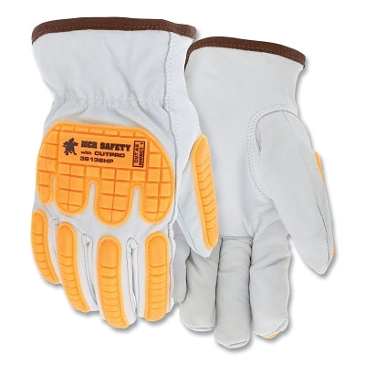 CutPro® Cut Resistant Work Gloves with Hand Protection, Goatskin Leather, HyperMax® Lining, TPR BOH, Small Size, White