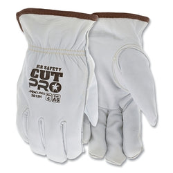 CutPro® 3613H goatskin cut-resistant driver's gloves, medium size, ARX® lining, elasticated ruched back, white