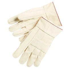 Large, natural, 24 oz cotton and polyester hot rolling gloves with double palm, retail pack