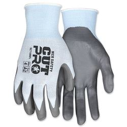 CutPro® 92718NF HyperMax® 18 Gauge Nitrile Foam Coated Gloves, Extra Large, Light Blue/Gray, Retail Pack