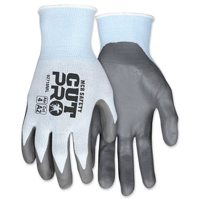 Guantes CutPro® 92718NF HyperMax® de calibre 18 con revestimiento de espuma de nitrilo, talla 2X pequeña, azul claro/gris, paquete de venta
