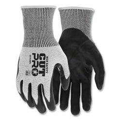CutPro® 92754BP HyperMax® 13 Gauge PU Coated Bipolymer Gloves, Small Size, Salt &amp; Pepper/Black, Retail Pack