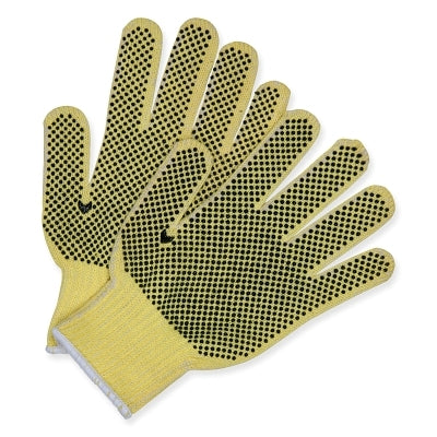 CutPro® DuPont™ Kevlar® Work Gloves, CV Grade, Large, Gauge 7, Yellow/Black PVC Dots, Retail Pack