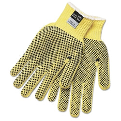 PVC gloves with double-sided dots, small, yellow and black, retail pack