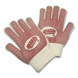 Guantes de trabajo de tela de felpa Red Brick®, 9460K VP, grandes, con bloques de nitrilo, corte A3/calor por contacto 5, solo palma, color natural