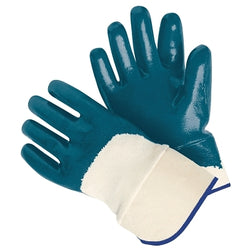 Guante de trabajo con revestimiento de nitrilo, grande, azul/natural, paquete de venta