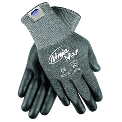 Ninja® Max gloves with biopolymer coated palm, large, black/grey