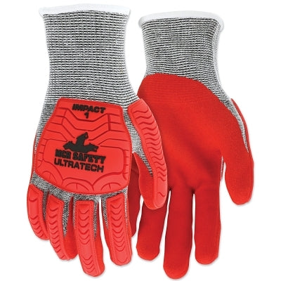 UltraTech™ A5/Impact Level 1 Knitted Mechanic's Glove, Large, Salt &amp; Pepper; Red, UT1954