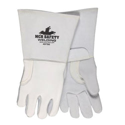 Guantes de soldadura Elkskin, extragrandes, dorado premium/gris perla, puños de 5 pulgadas, dorso forrado con espuma