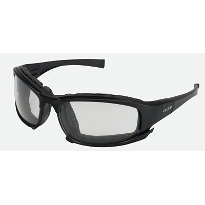 Calico™ safety glasses, clear lenses, anti-scratch and anti-fog polycarbonate, black frame