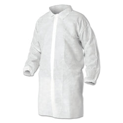 Lightweight lab coat A10, large, polypropylene, white, elastic cuffs
