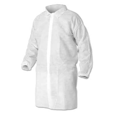 Lightweight lab coat A10, large, polypropylene, white, elastic cuffs