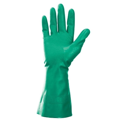 Guantes de nitrilo G80 resistentes a productos químicos, puños tipo guantelete, flocados, talla extragrande, verdes