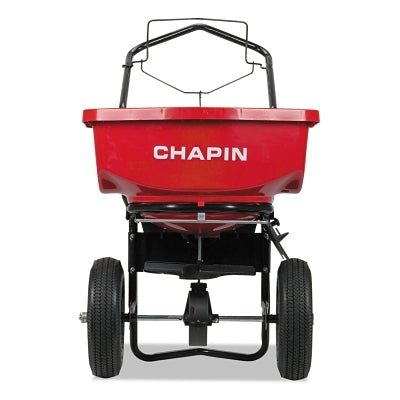 Residential lawn spreader, 80 lb capacity, 10-inch pneumatic wheels