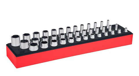 Juego de vasos SAE de 6 puntos con cuadro de 1/4" y organización PRO-FI™ de 39 piezas (1/8–5/8") (rojo)