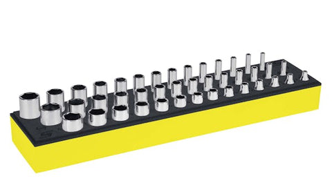 Juego de dados Flank Drive® métricos con cuadro de 1/4" de 42 piezas con organización PRO-FI™ (4–15 mm) (alta visibilidad)