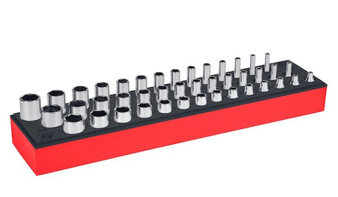 Juego de dados Flank Drive® métricos de 6 puntos y cuadro de 1/4" de 42 piezas con organización PRO-FI™ (4–15 mm) (rojo)