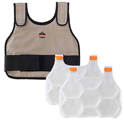 Chaleco refrigerante Chill-Its® 6230 con cambio de fase estándar y mochilas, talla pequeña/grande, color caqui