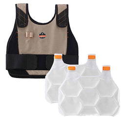 Chaleco refrigerante Chill-Its® 6215 Premium FR con cambio de fase y mochilas, talla pequeña/mediana, color caqui