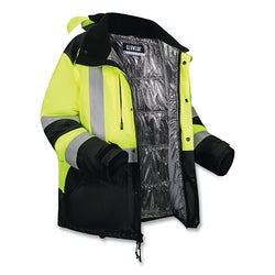 Chaqueta de invierno GloWear® AmpliFIRE™, 8390, Clase 3, Tipo R, Cinta reflectante, Largo hasta la cadera, Talla pequeña, Color lima