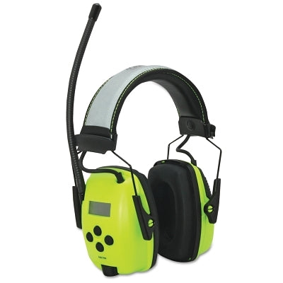 Sync High Visibility Earmuffs for Digital AM/FM Radio, 25 dB, High Visibility Green
