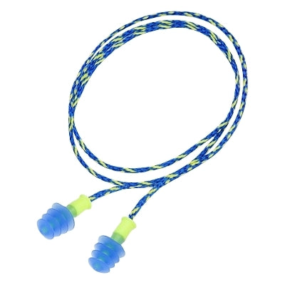 Tapón auditivo multiuso Fusion®, elastómero termoplástico, azul/amarillo, con cordón
