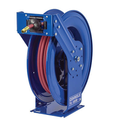 Manguera de seguridad HI-VIS, serie T, accionada por resorte, modelo en carrete, diámetro interior de manguera de 3/8 pulg., manguera de 75 pies