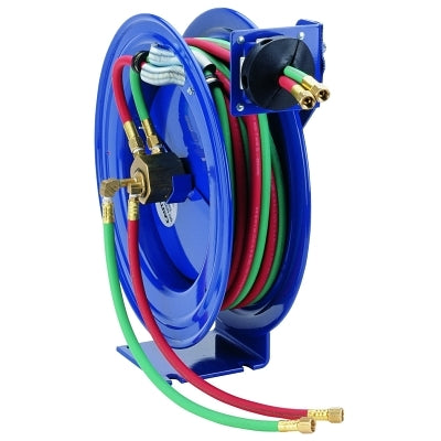Spring-operated welding hose reels, 75 feet, dual oxygen and acetylene hose