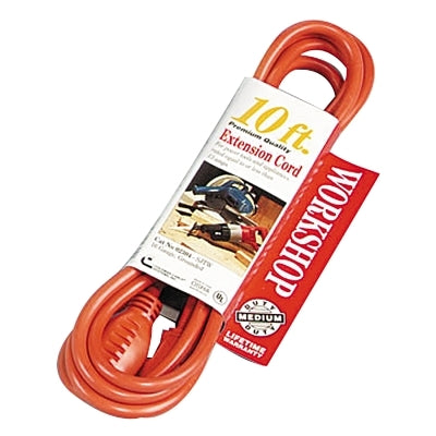 Vinyl extension cord, 100 feet, 1 outlet, yellow