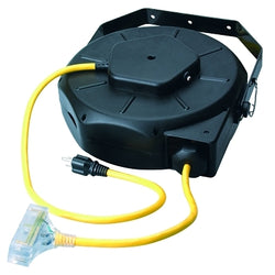 Carretes de cable Luma-Site® con Tri Source® iluminado, 15,2 m, 3 tomas de corriente, amarillo