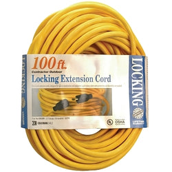 Cable de extensión con cierre giratorio, 100 pies, 1 tomacorriente