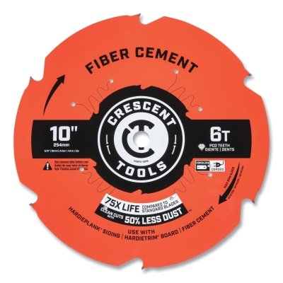 Hoja de sierra circular para fibrocemento, eje de 5/8 pulg. de diámetro, 6 dientes, hoja de 10 pulg. de diámetro, 5 unidades por paquete