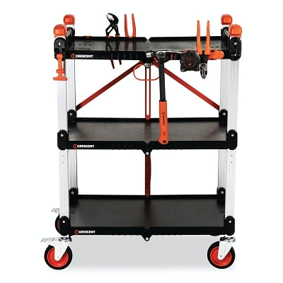Carrito de trabajo plegable SITERUNNER, 3 estantes, 42,5" de alto, 30,6" de largo, 20" de ancho, capacidad de carga de 300 lb, negro