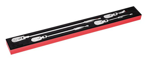 Juego de trinquetes de cabeza flexible con tecnología Dual 80® con accionamiento de 3/8" y organización PRO-FI™ (alta visibilidad) de 4 piezas