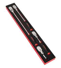 Juego de trinquetes de cabeza flexible con agarre suave y tecnología Dual 80® con accionamiento de 3/8" y organización PRO-FI™ (naranja) de 4 piezas