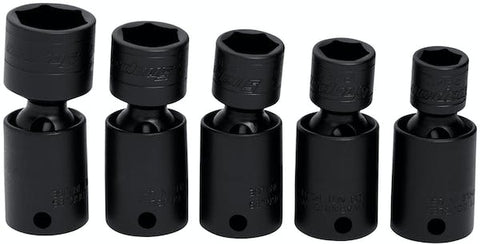 Juego de 5 vasos giratorios de impacto superficial SAE Flank Drive® de 6 puntos con accionamiento de 3/8" (7/16-3/4")