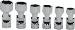 Juego de dados universales poco profundos SAE Flank Drive® de 6 puntas y cuadro de 3/8" (7/16-3/4")