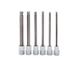 Juego de 6 vasos con puntas hexagonales de bola larga SAE con accionamiento de 3/8" (5/32-3/8")
